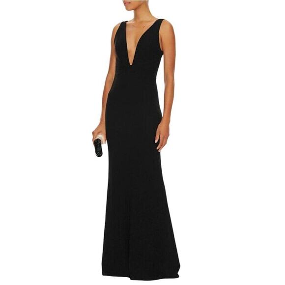 INTERMIX Dresses & Skirts - Intermix XS Black Keegan Cutout Dress Deep V Neckline Open Back Gown